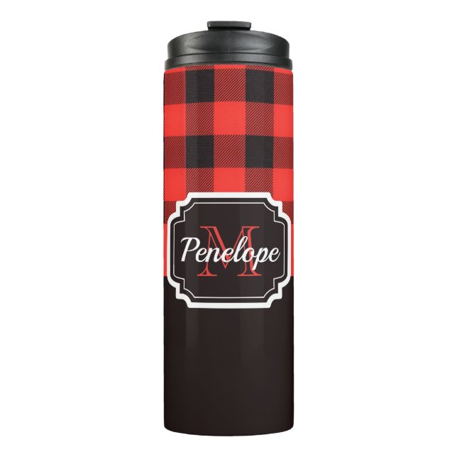 Buffalo Plaid Pattern Thermal Tumbler (Front)