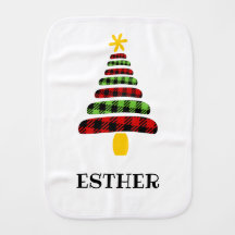 Buffalo Plaid Personalised Christmas Burp Cloth