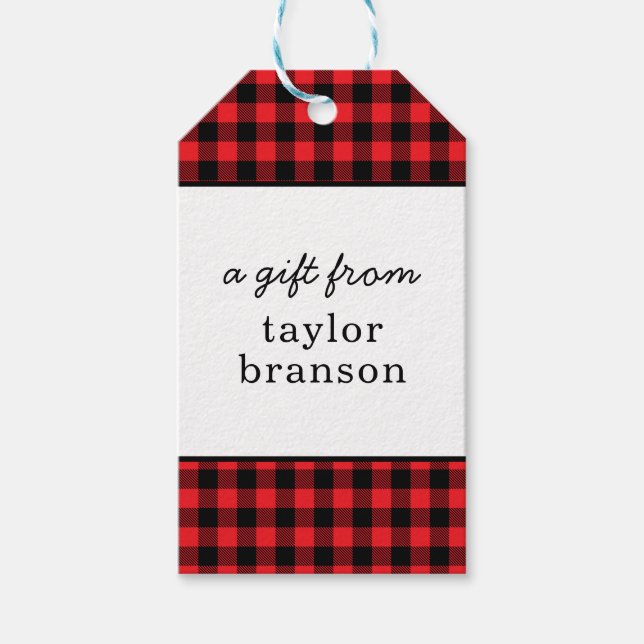 Buffalo Plaid Personalised Gift Tags (Front)