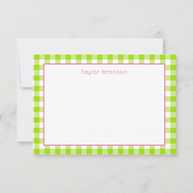 Buffalo Plaid Personalised Note Cards (Front)