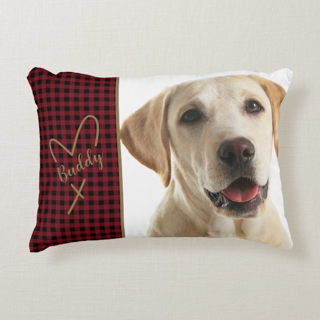  Buffalo  Plaid  Pet  photo Accent Pillow (Front)