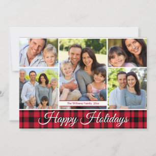 Buffalo Plaid Photo Card Five Photo Holiday Card