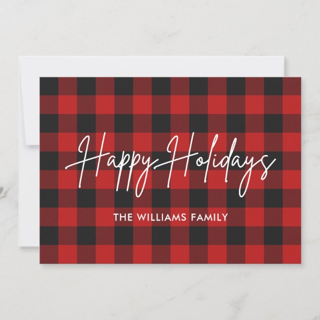 Buffalo Plaid Photo Christmas Cards (Front)