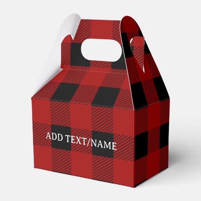 Buffalo Plaid Print In Black and Red Custom Favour Box (Front Side)