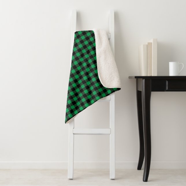 Buffalo Plaid Print Sherpa Blanket (In Situ)