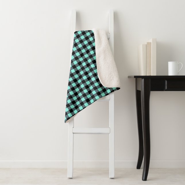 Buffalo Plaid Print Sherpa Blanket (In Situ)