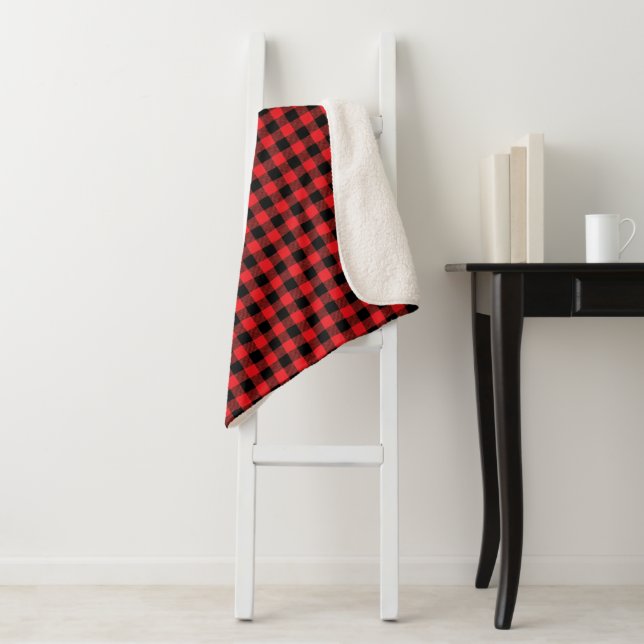 Buffalo Plaid Print Sherpa Blanket (In Situ)