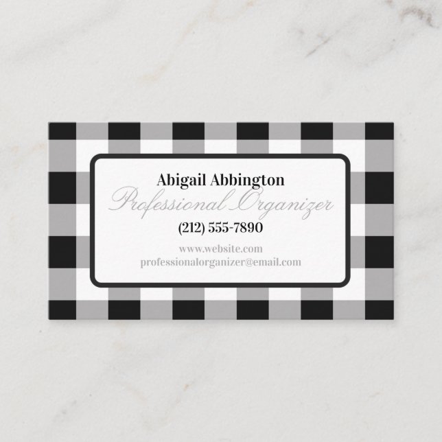 Buffalo Plaid Professional Organiser Business Card (Front)