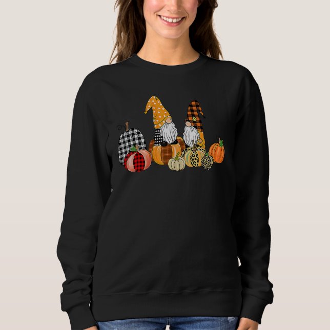 Buffalo Plaid Pumpkin Gnomes Fall Autumn Thanksgiv Sweatshirt (Front)
