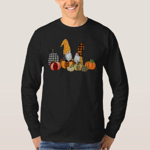 Buffalo Plaid Pumpkin Gnomes Fall Autumn Thanksgiv T-Shirt