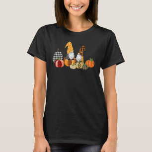 Buffalo Plaid Pumpkin Gnomes Fall Autumn Thanksgiv T-Shirt
