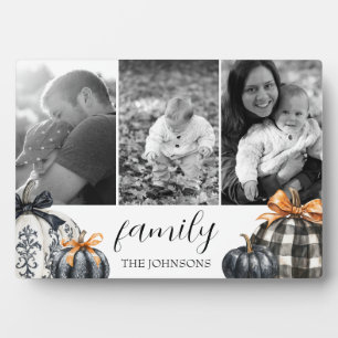 Buffalo Plaid Pumpkin Photo Collage Plaque