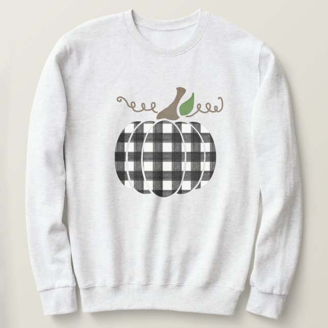 Buffalo Plaid Pumpkin Unisex Sweatshirt (Design Front)