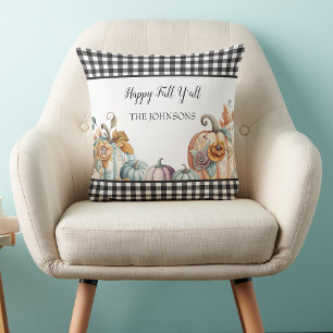 Buffalo Plaid Pumpkins Fall Cushion