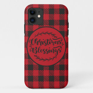 BUFFALO PLAID RED AND BLACK CHRISTMAS GREETING Case-Mate iPhone CASE