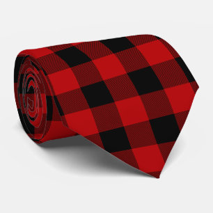 Buffalo Plaid Red And Black Tie