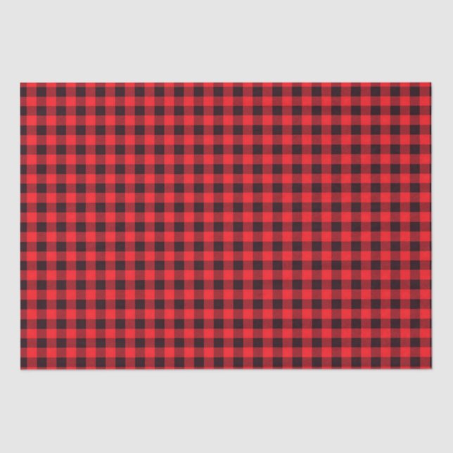 Buffalo Plaid Red And Black Tissue Paper (Front)