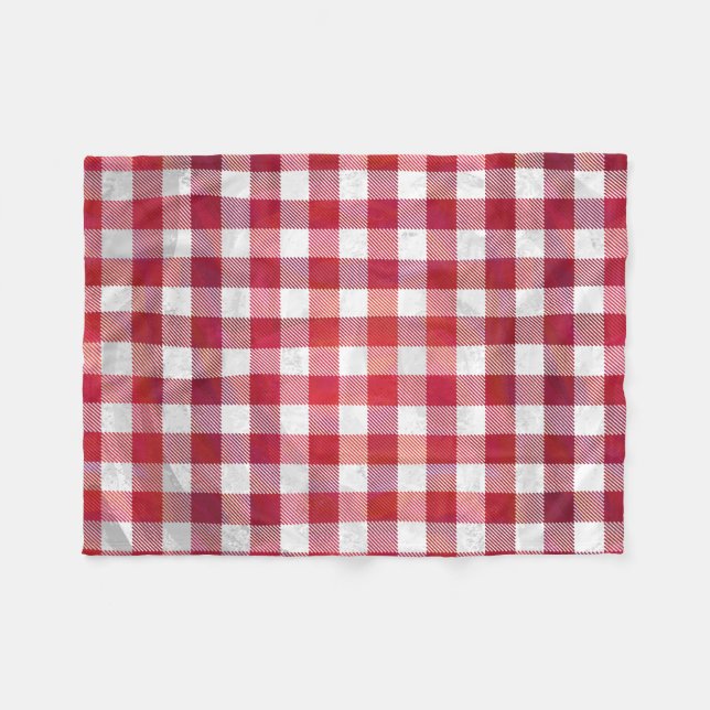 Buffalo Plaid Red and White Fleece Blanket (Front (Horizontal))