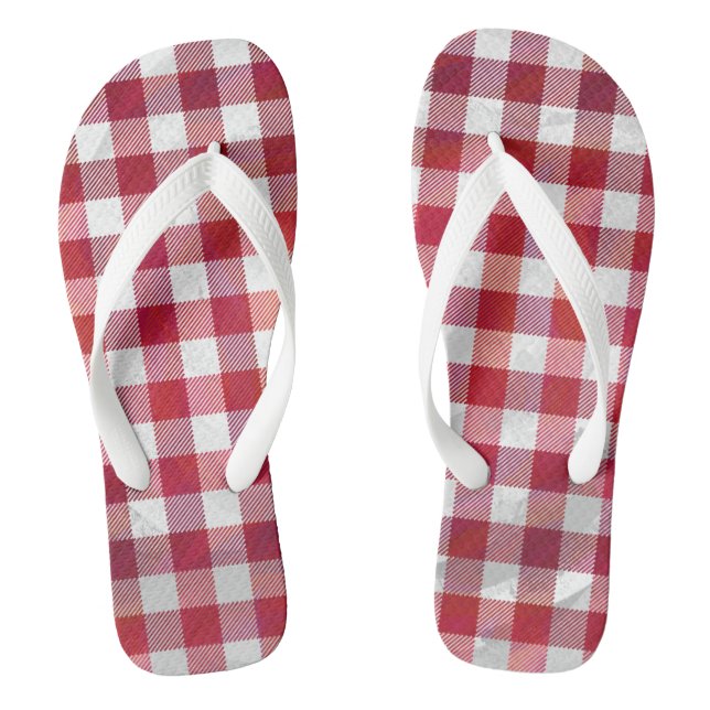 Buffalo Plaid Red and White Jandals (Footbed)