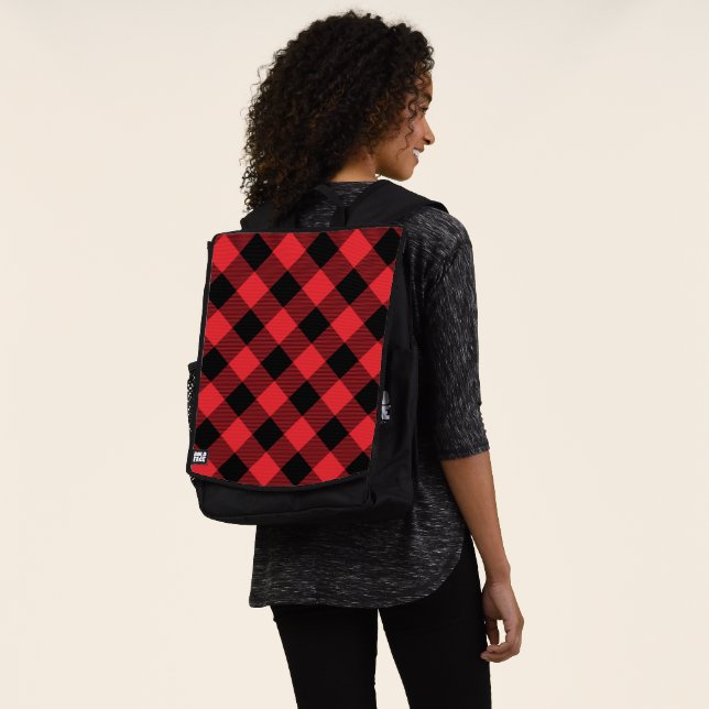 Buffalo Plaid Red Black Check Backpack (Worn)