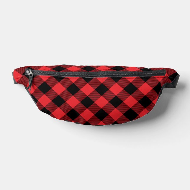 Buffalo Plaid Red Black Check Bum Bags (Lay Down)