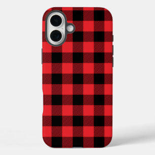 Buffalo Plaid Red Black Check iPhone 16 Plus Case
