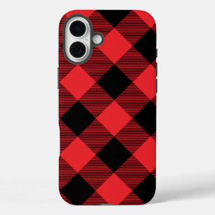 Buffalo Plaid Red Black Check iPhone 16 Plus Case