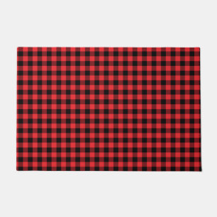 Buffalo Plaid Red Black Check Doormat
