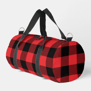 Buffalo Plaid Red Black Check Duffle Bag
