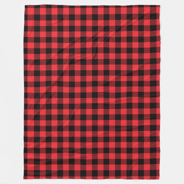 Buffalo Plaid Red Black Check Fleece Blanket (Front)