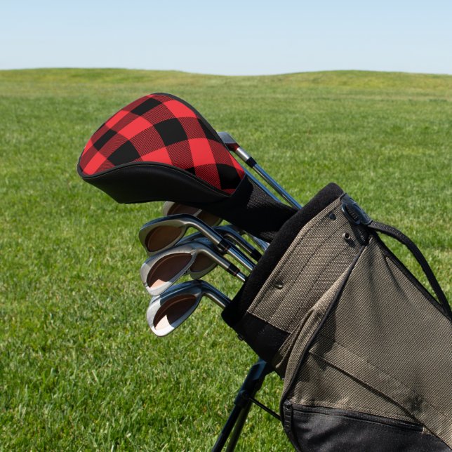 Buffalo Plaid Red Black Check Golf Head Cover (In Situ)