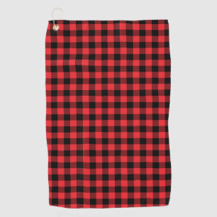 Buffalo Plaid Red Black Check Golf Towel