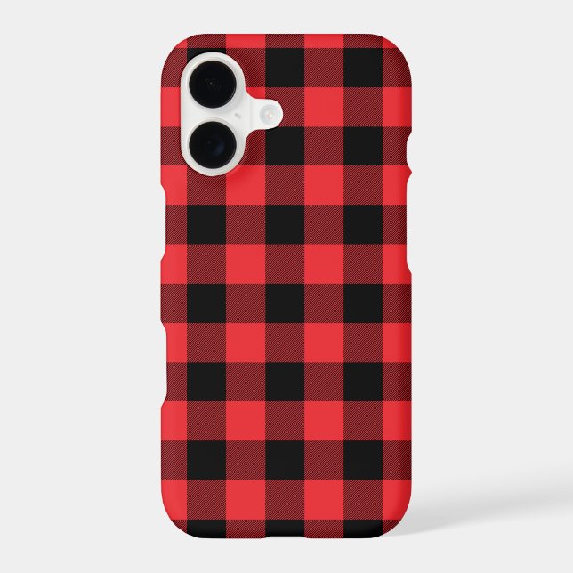 Buffalo Plaid Red Black Check iPhone Case (Back)