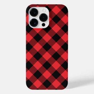 Buffalo Plaid Red Black Check iPhone 14 Pro Max Case