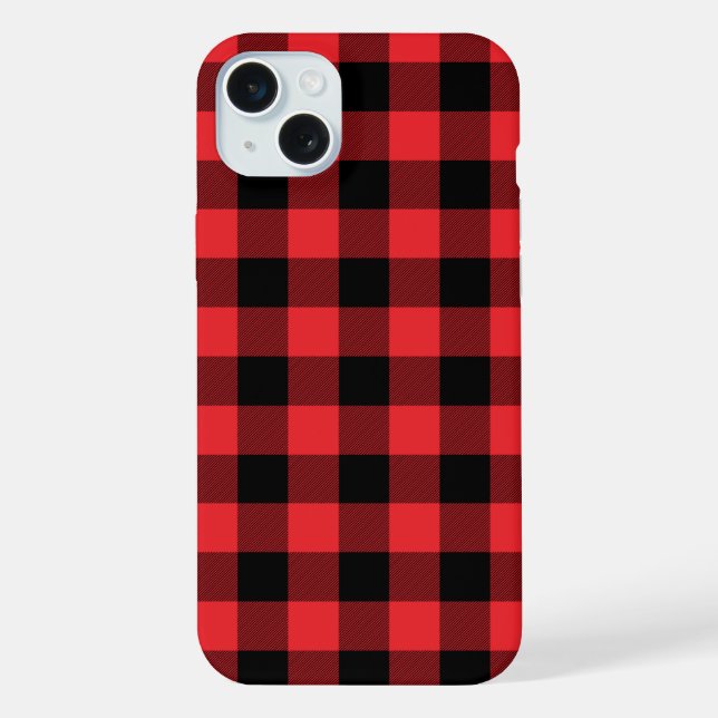 Buffalo Plaid Red Black Check iPhone Case (Back)