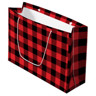 Buffalo Plaid Red Black Check Large Gift Bag