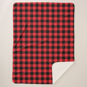 Buffalo Plaid Red Black Check Sherpa Blanket