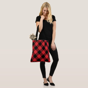 Buffalo Plaid Red Black Check Tote Bag