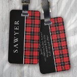 Buffalo Plaid Red Black Monogram Luggage Tag<br><div class="desc">Liven up your luggage with this personalised design that's perfect for travellers</div>