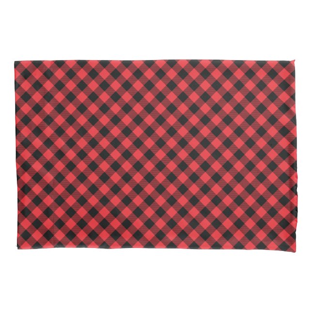 Buffalo Plaid Red Black Pillowcase (Front)