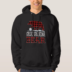 Buffalo Plaid Red Christmas Great Grandma Bear Paj Hoodie