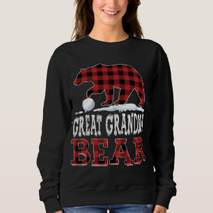 Buffalo Plaid Red Christmas Great Grandma Bear Paj Sweatshirt