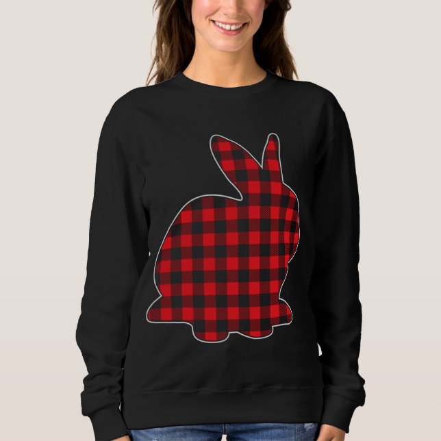 Buffalo Plaid Red Easter Bunny Sweatshirt (Front)