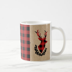 Buffalo Plaid Red Rustic Stag Coffee Mug