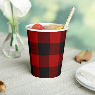Buffalo Plaid Red Scottish Clan Tartan Paper Cups