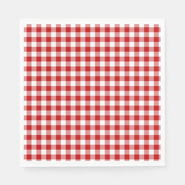 Buffalo Plaid Red White Classic Party Fun Napkin (Front)