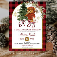 Buffalo plaid Red Winter Lumberjack Bear Shower