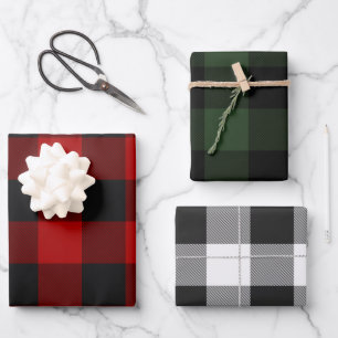Buffalo Plaid Rob Roy Check Red Green White Wrapping Paper Sheet
