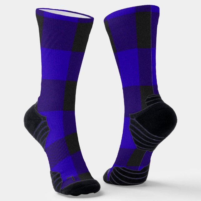 Buffalo Plaid Royal Blue Check Socks (Angled)