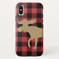 Buffalo Plaid Rustic Moose Camping Cell Phone Case